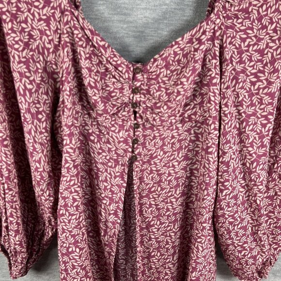 Anthropologie Bucketlist Women L Boho Maxi Top Smocked Back Bishop Sleeve Blouse - Picture 5 of 16
